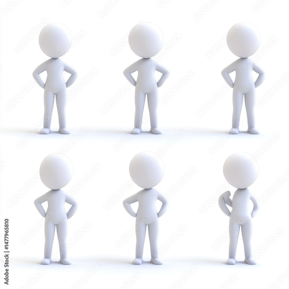 Poster multiple 3d figures in various poses.