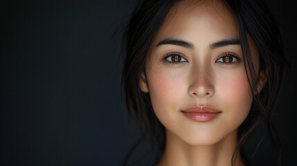 Fototapeta premium Close-up portrait of a woman Soft lighting highlights her features