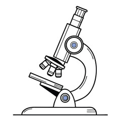 Simple Line Drawing of a Classic Microscope for Science Education