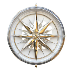 Elegant Silver and Gold Compass Rose Design for Navigation and Exploration Enthusiasts on transparent background