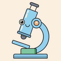 Cute Cartoon Microscope Illustration for Science Education or Lab Design