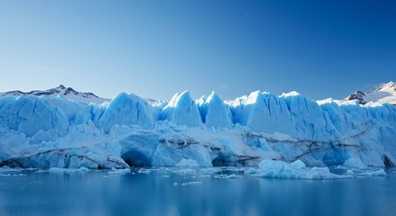 Glacier Landscape in Bright Sunlight on Clear Day