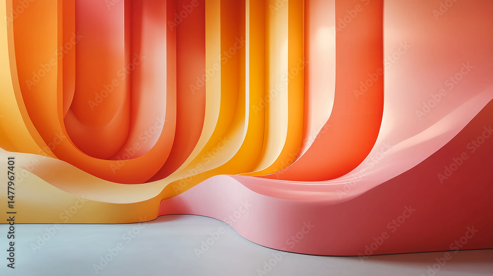 Poster abstract orange pink gradient background for product display presentation mockup backdrop studio 3d 