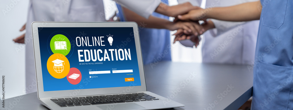 Aufkleber e-learning website with brisk sofware for student to study online on the internet network