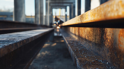Rusty Metal Beams in an Industrial Setting