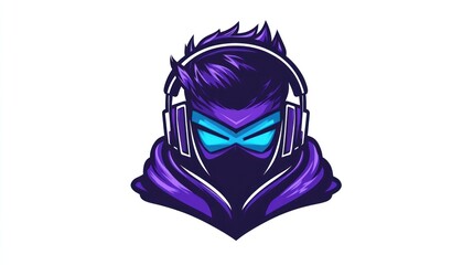 Gamer avatar, purple, headphones