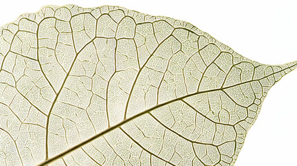Obraz premium Detailed macro view of a translucent leaf's intricate vein structure, showcasing delicate network of veins