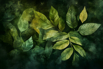 Vibrant Green Leaves Background with Textures and Patterns for Nature