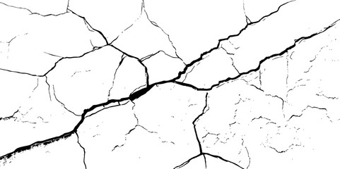 High-Resolution Vector Texture of Dry Cracked Earth with Transparent Background – Grunge Distressed Overlay Featuring Natural Split Lines and Soil Fractures