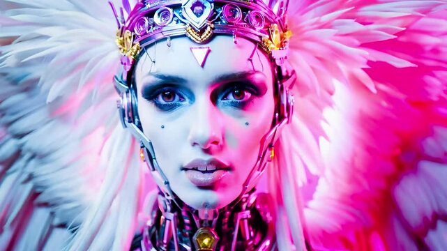 Hermes goddess face crown future leader messenger
