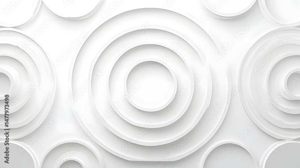 Poster concentric randomly offset white rings or circles steps fading out background wallpaper banner, clos