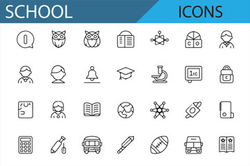 Set of school and education icons for learning resources and websites