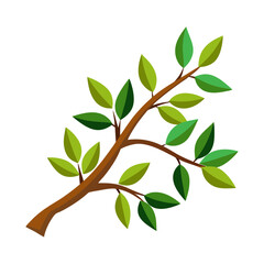 Tree Branch with Leaves Vector Illustration Artwork Design