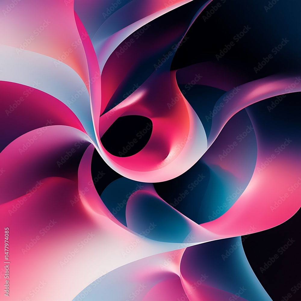 Poster abstract swirling gradient forms with fluid shapes and vibrant colors on dark background for modern 