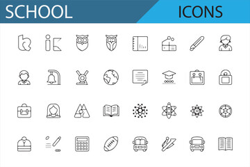 School-related vector icons for teaching materials and content