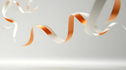 Elegant flowing ribbons in orange and white against a soft backdrop