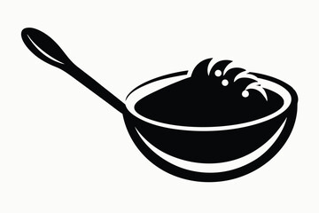Silhouette Bowl with Spoon Illustration Showing Dish Served With Creamy Topping