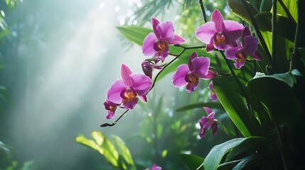 rainforest vibrant orchids blooming in tropical © ayesha