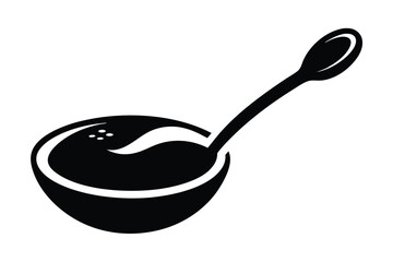 Black Soup Ladle Illustration Culinary, Food, Serving, Cooking, Minimalist Art, Design