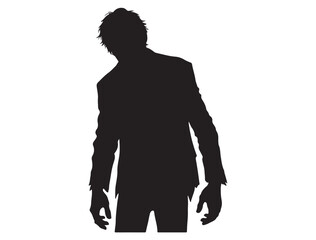 ZOMBIE SILHOUETTE WHITE BACKGROUND
