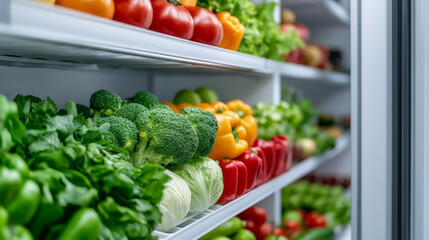 Fresh produce aisle bursts with vibrant chromatic symphony of peppers and greens, celebrating Earth Day's sustainable harvest festivity