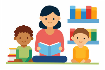 children reading book