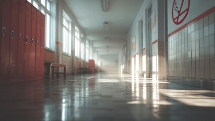 Fototapeta premium School Lockers and Anti Tobacco Signage