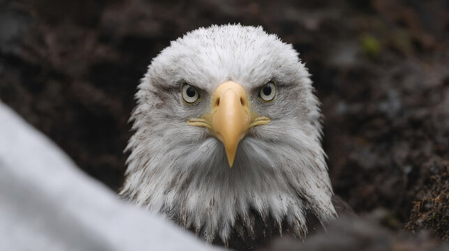 Majestic eagle's fierce gaze in misty dawn, embodying freedom spirit, resonating with World Wildlife Day and Avian Awareness