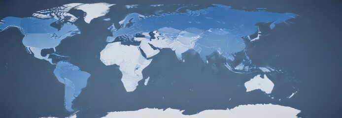 Blue & white vector world map; clean, modern design ideal for presentations ,  white,  illustration,  international