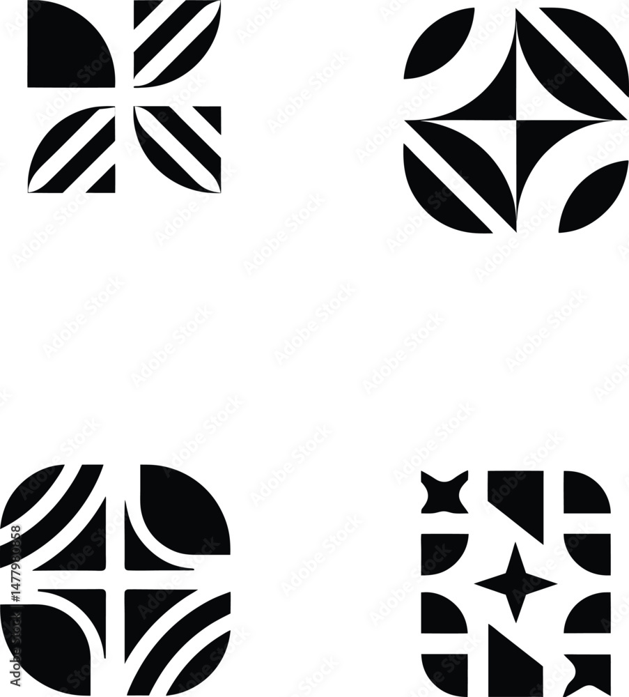 Poster abstract geometric designs in a minimalist black and white style perfect for modern graphic design p