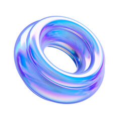 Modern geometric 3d shape with glossy metallic texture. Isolated on white.