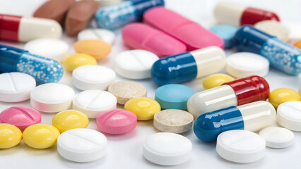 Colorful assortment of pharmaceutical capsules and tablets