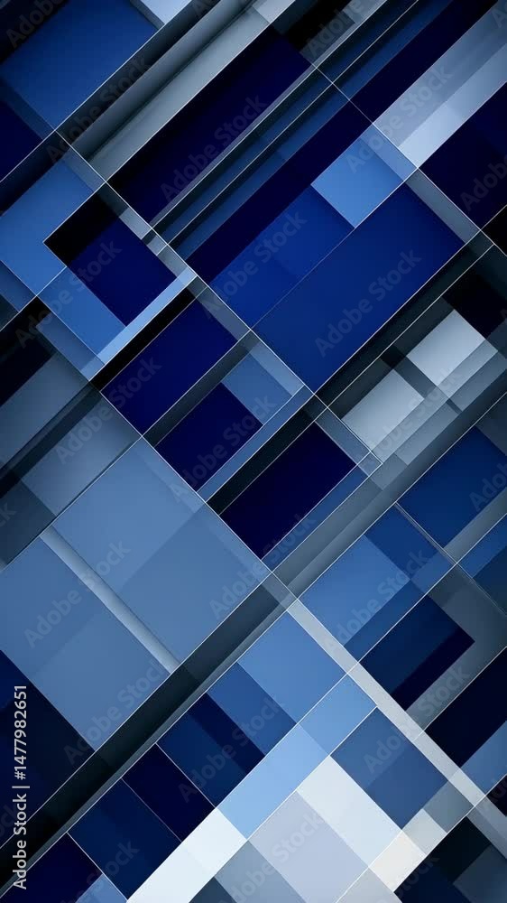 Poster Abstract blue geometric background with intersecting lines and planes creating a modern and dynamic pattern.