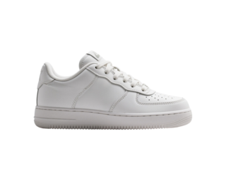 White sneaker footwear for athletic lifestyle, transparent background