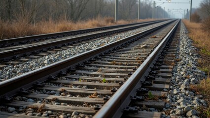The railway tracks extending in an open area