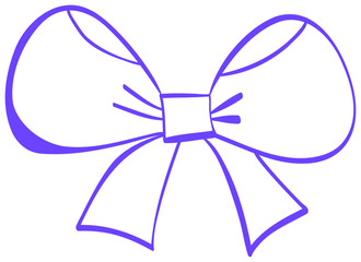 illustration of purple ribbon bow sticker with clean lines and minimalist style.