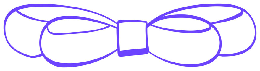 illustration of purple ribbon bow sticker with clean lines and minimalist style.