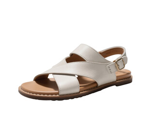 Naklejka premium Elegant leather white sandal for women, transparent background