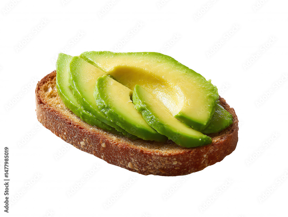 Aufkleber fresh avocado slices artistically arranged on toasted multigrain bread create a visually appealing a