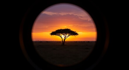 Obraz premium Tree Silhouette at Sunset