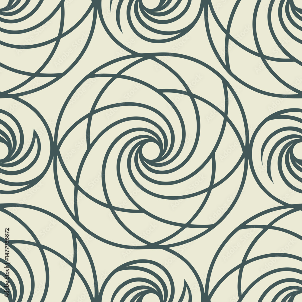 Poster seamless vector pattern with spiral design in muted color tones