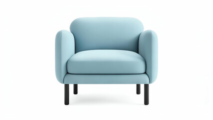 Fototapeta premium Light Blue Armchair on White Background