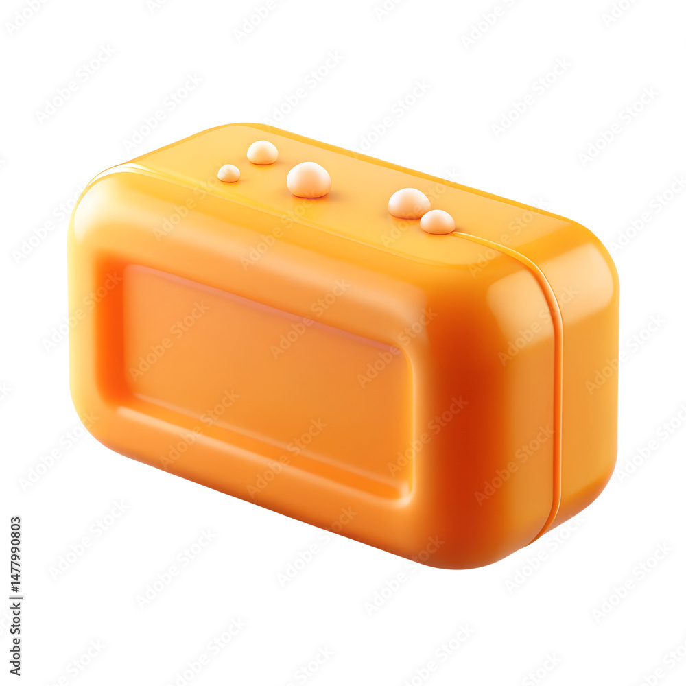 Poster orange realistic soap bar 3d rendering isolated