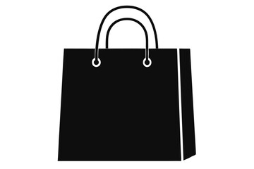 Black Vector Illustration Depicting a Shopping Bag with Handles for Retail Use