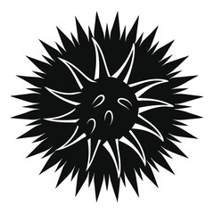 Abstract Spiky Black Shape with Curved Lines, Isolated Design Element
