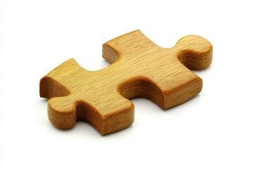 Fototapeta premium Wooden puzzle piece isolated on white background