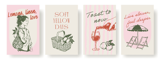 A gentle collection of hand-drawn illustrations inspired by slow living, citrus moments, summer picnics, and the timeless charm of la dolce vita. Minimal, elegant, and sun-washed.
