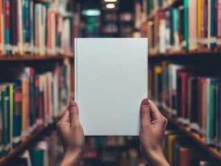 Blank book cover held in library