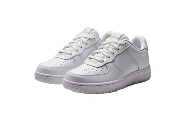 White leather shoes, sneakers for fashion style, transparent background