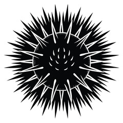 Obraz premium Black Orb with Radial Spikes and Interior Markings Abstract Vector Graphic Design
